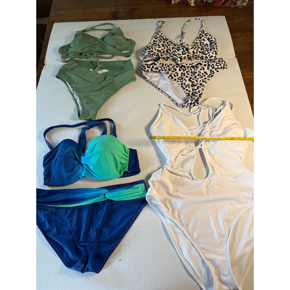 Kenny Flowers La Blanca PINK Swimsuit Lot 4 Women's Bikini One Piece Size 14